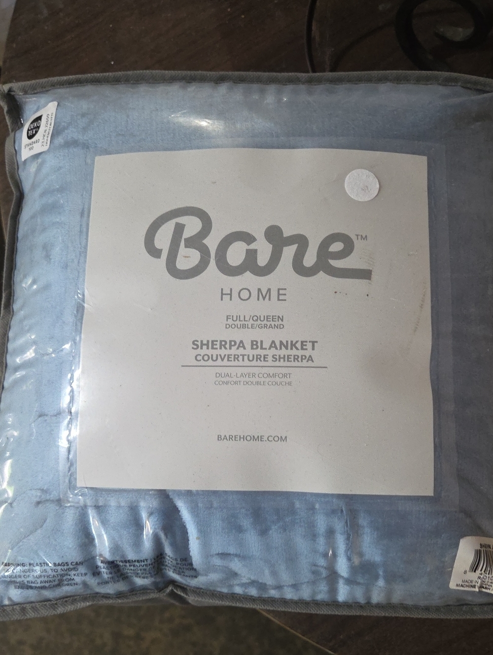 Bare Home Light Blue Sherpa Blanket - Full/Queen